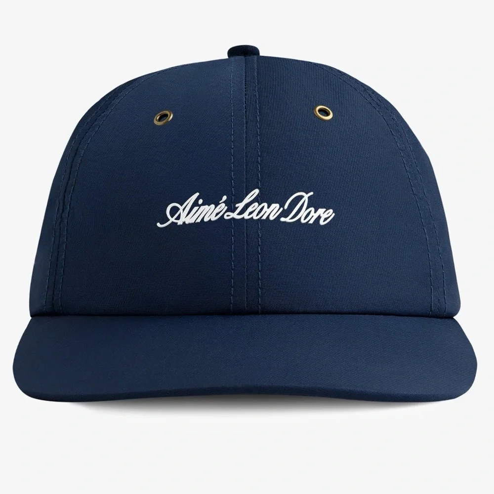 NEW AIME LEON DORE script sport nylon twill 6 panel hat cap navy